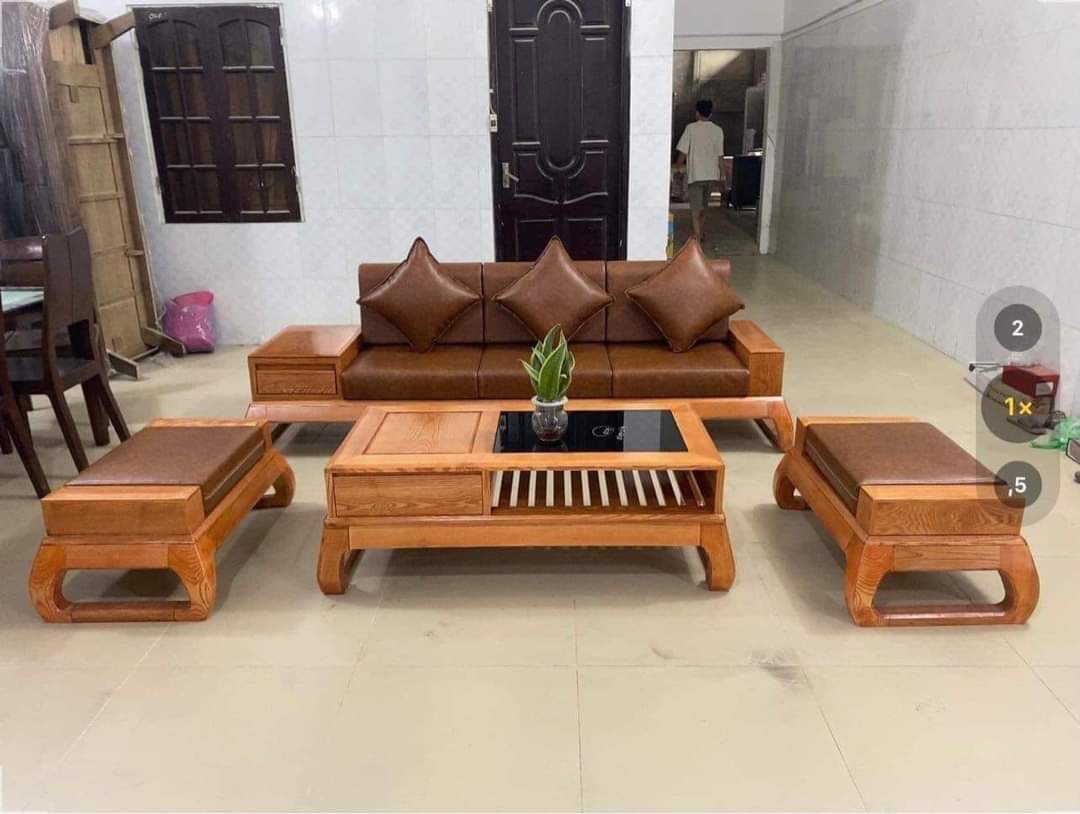 Bộ Sofa Gỗ Phòng Khách Mẫu Mới TT09 ( Gỗ Sồi Nga )